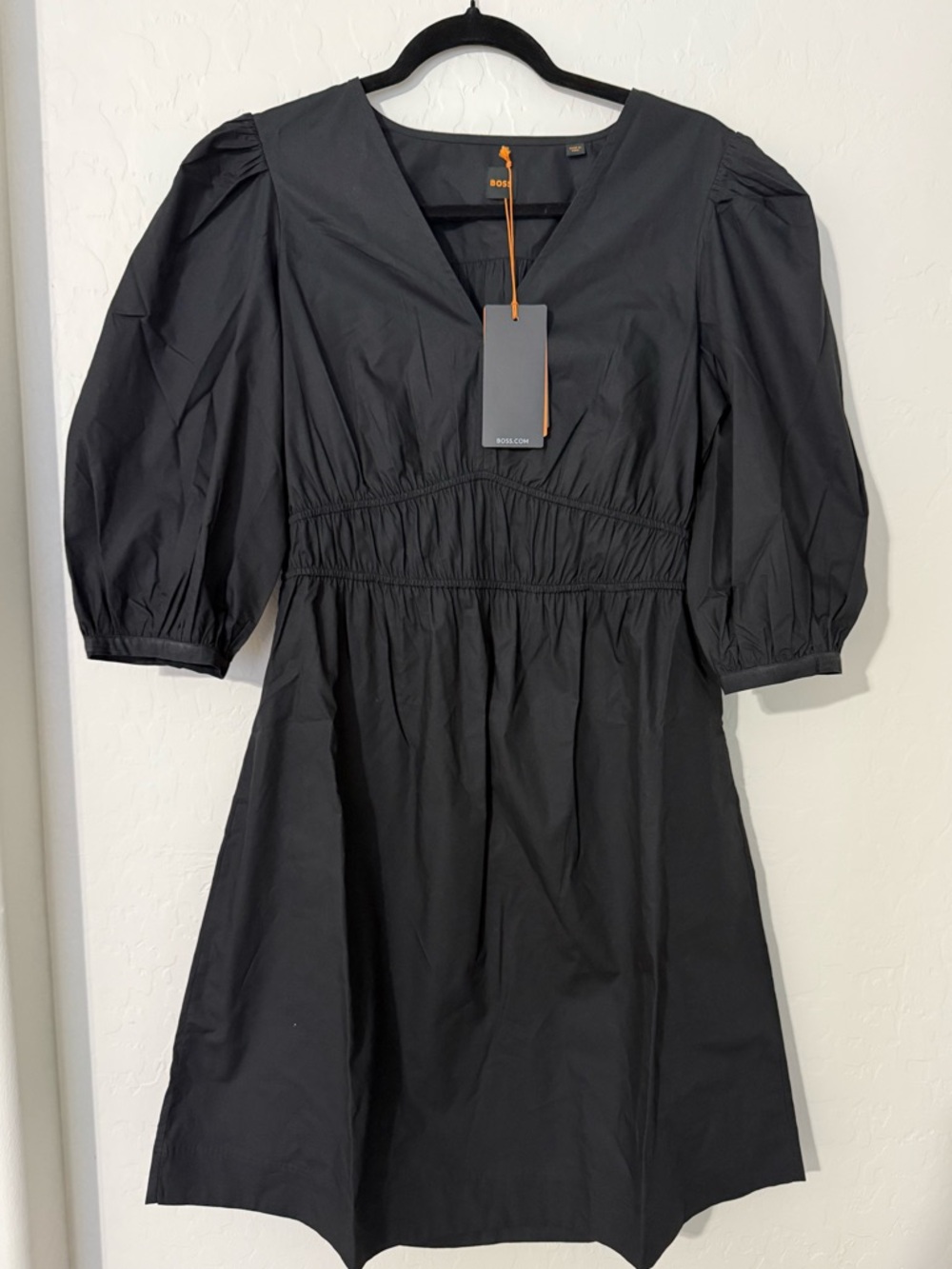Boss Black V-Neck Puff-Sleeve Mini Dress